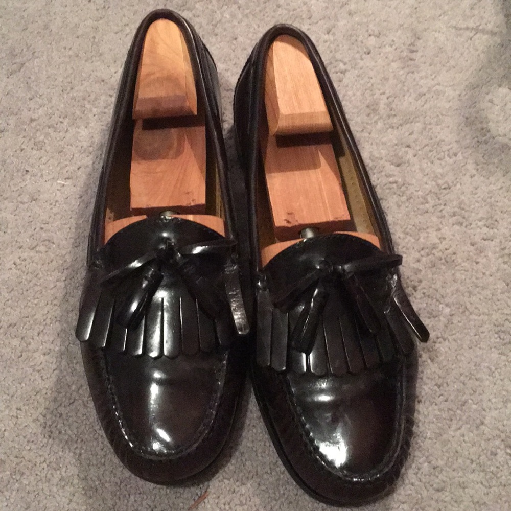Size 10 Black patent leather Cole Haan loafers.